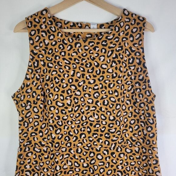 Leopard Print Pink And Mustard Sleeveless Pencil Dress - Picture 3 of 11